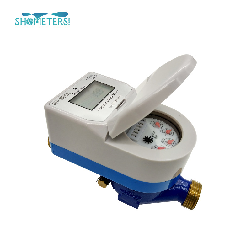 DN25 iso4064 class b brass remote reading with valve control prepaid water meter