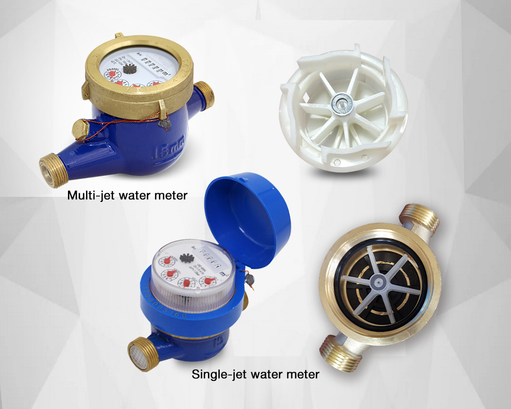 What is the difference between a single-jet water meter and a multi-jet water meter?